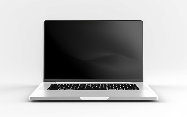 Гладкие серебряные ноутбуки Пустой экран на белой или прозрачной поверхности PNG Прозрачный фон
