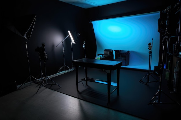 Photo a sleek and simple black light setup to add a dramatic effect created with generative ai