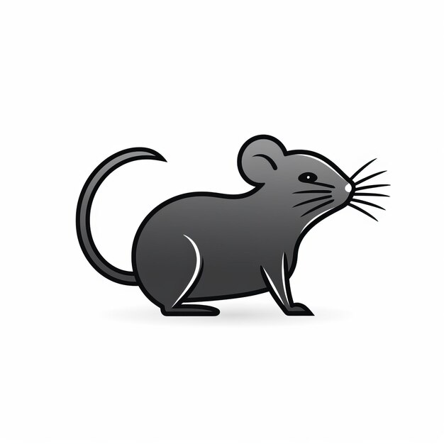 Photo sleek and simple black rat symbol on white background