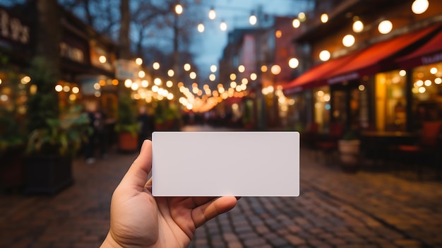 Sleek simplicity closeup mockup photograph of a blank or white business card