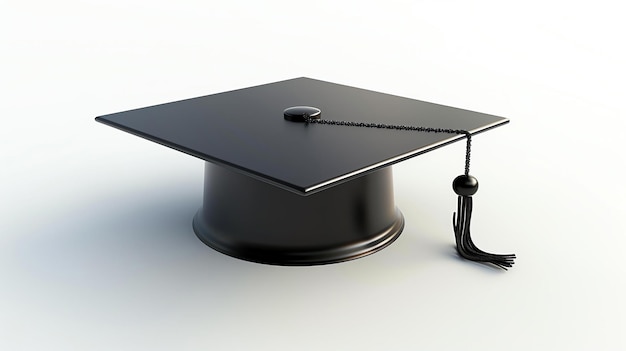 A sleek and sophisticated 3D rendered icon of a graduation cap symbolizing academic achievement knowledge and success Perfect for educational websites invitations and graduationthemed