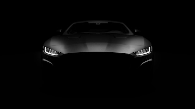 Sleek sportwagen silhouet in het donker