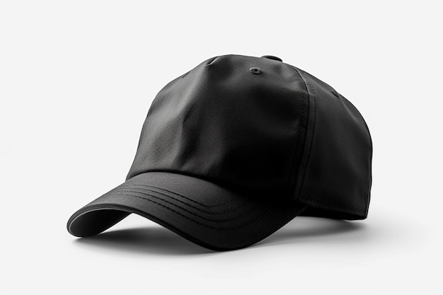 Sleek and Stylish Empty Realistic Black Cap Mockup on White Background