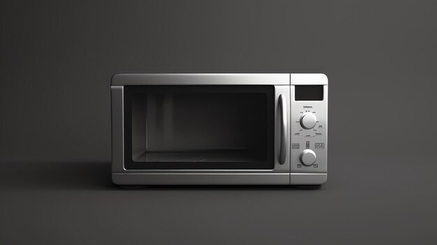 Photo a sleek and stylish microwave oven is sitting on a clean surface the oven is made of stainless steel and has a digital display