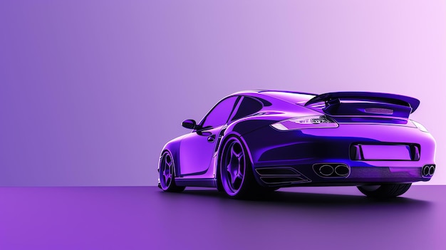 Photo a sleek and stylish purple sports car is parked in a purple void the car is low to the ground and has a long hood