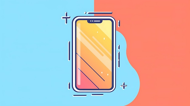 Гладкий и стильный смартфон с градиентным фоном в плоском стиле дизайна