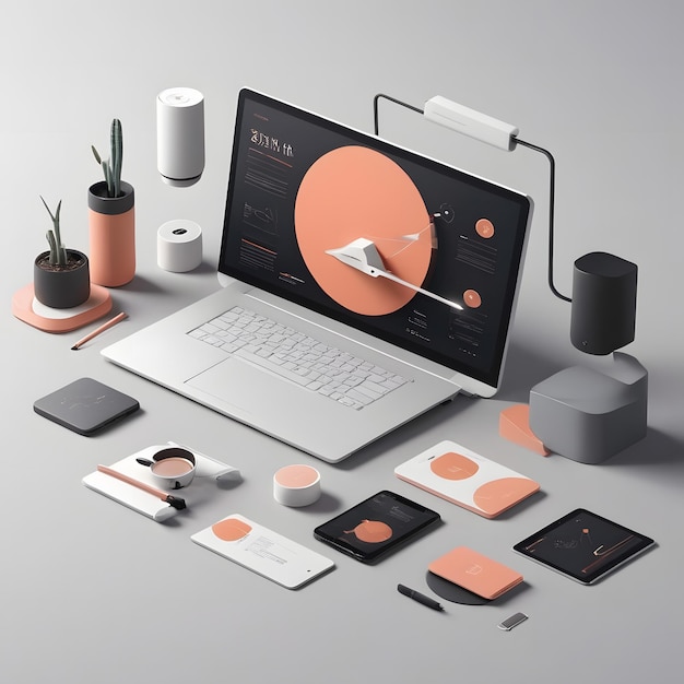 Sleek Tech Elegance Minimalistische illustratie Generatieve AI