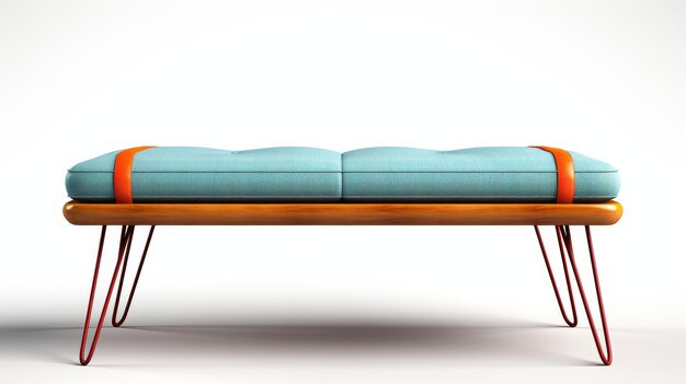 Sleek Upholstered Bench on Transparent Background