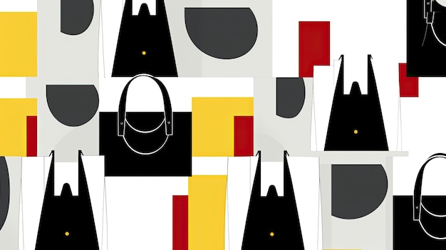 Photo sleek vector pattern black and white bags on minimal white visual intrigue