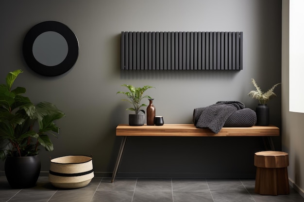 Photo sleek wallmounted electric radiator in a scandinavianstyle interior