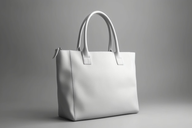 Гладкий белый макет сумки на нейтральном сером фоне