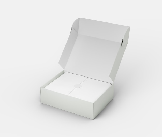 優雅さ を 示し て いる 滑らかな  を 持つ 滑らか な 白い オープン 長方形 の 珠宝 箱 3d イラスト