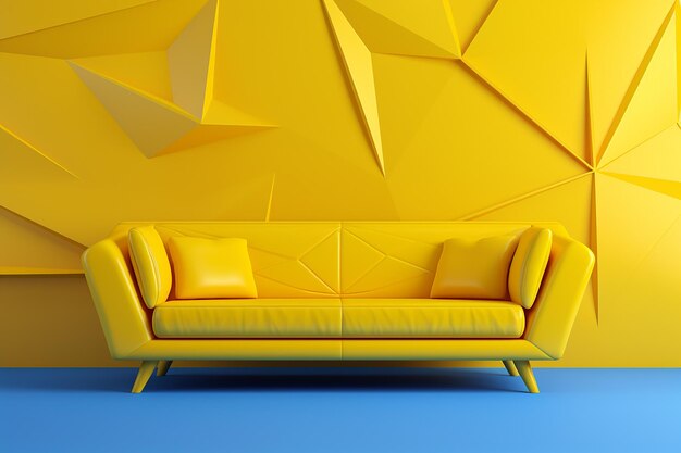 Sleek yellow geometric sofa