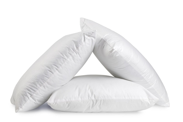 sleep pillows with cotton cover, isolate on a white background