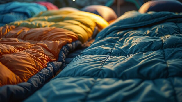 Photo sleeping bags laid out for a cozy night comforter background