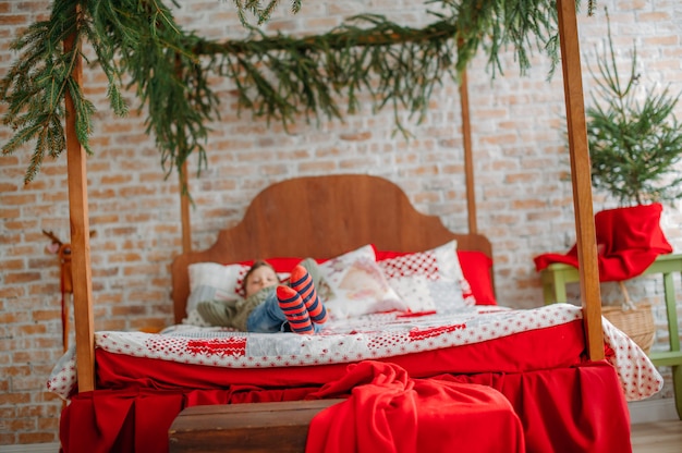 sleeping boy at christmas