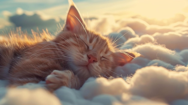 Sleeping cat Dreaming in the clouds generative ai