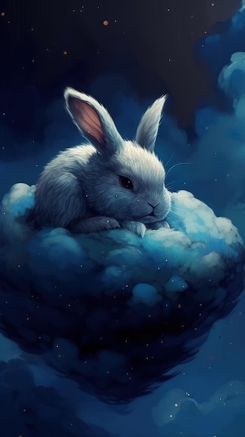 Sleeping on a Cloud in the Style of Dark Matter Art AI Generated