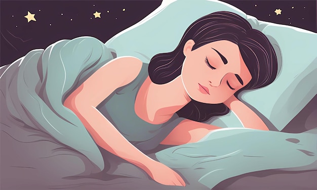 Sleeping girl vector illustration