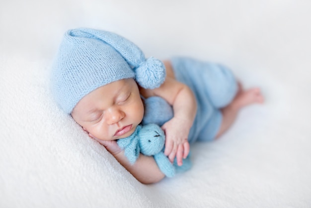 Sleeping newborn baby boy