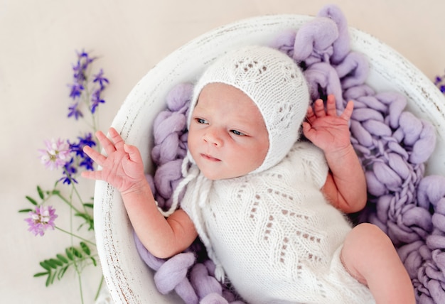 Sleeping newborn baby girl