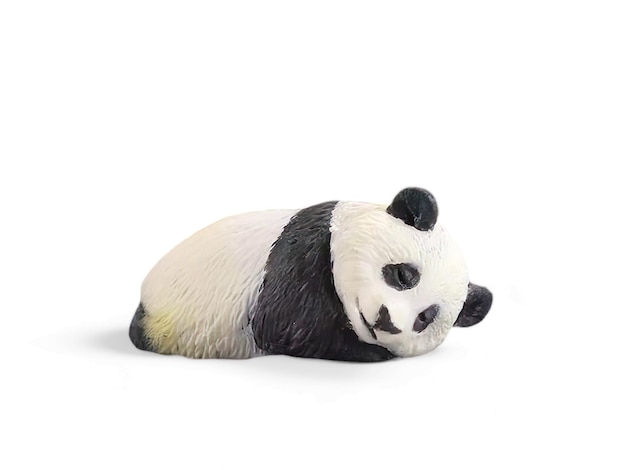 A sleeping panda on a white background