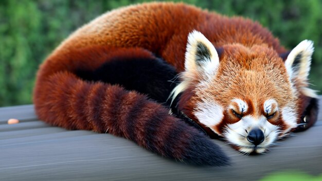 Sleeping Red Panda on the tree Generative Ai