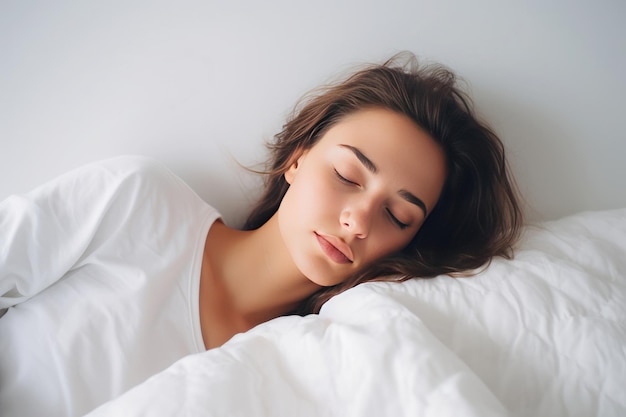 Sleeping woman in cozy bedroom ambiance