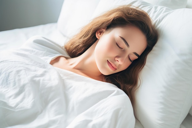 眠っている女性の安らかな眠り