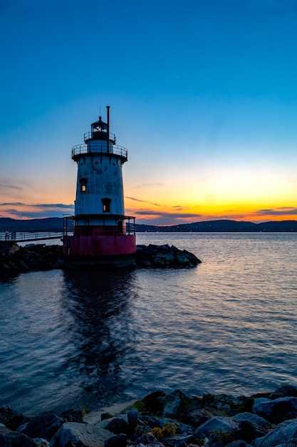 The sleepy hollow lighthouse by the hudson river