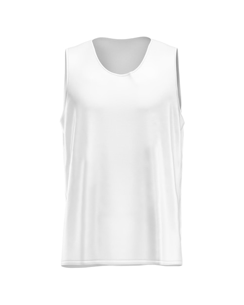 Sleeveless shirt blank natural shape on invisible mannequin isolated on a white background