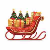 Photo a sleigh filled with presents and christmas trees