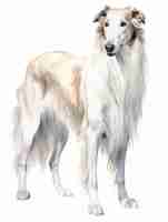Photo slender borzoi in watercolor on white background ai generated