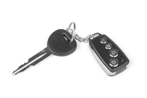 Sleutel met auto alarm geïsoleerd op wit