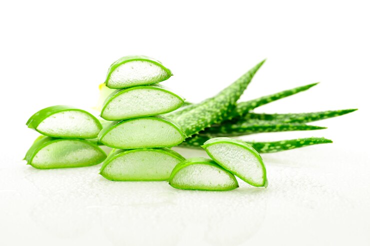 Photo slice aloe vera useful herbal medicine for skin care and hair care.