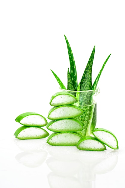 Slice Aloe Vera useful herbal medicine for skin care and hair care.