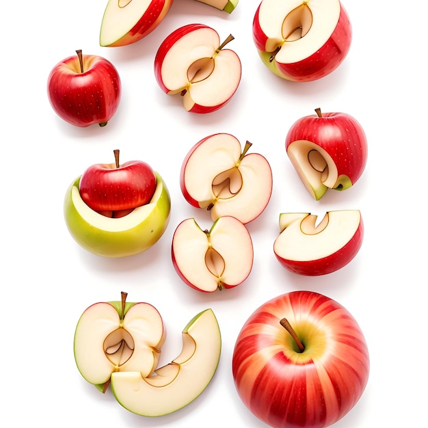 Photo slice apple on the bord background