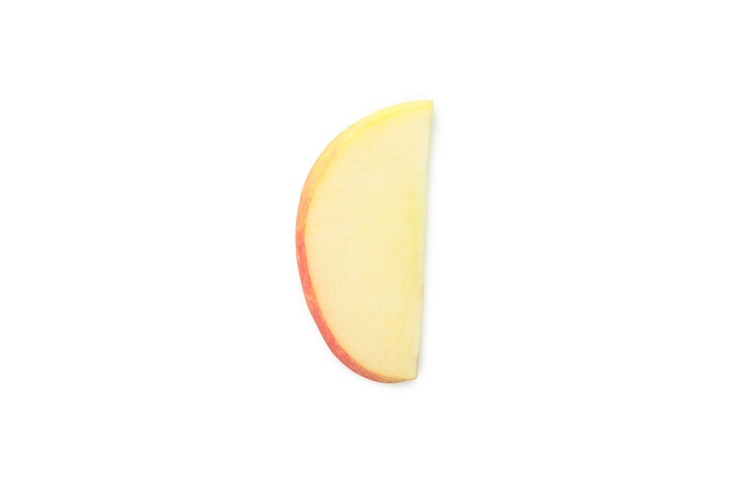 Photo slice of apple isolated on white