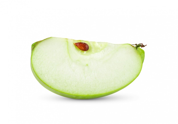 Slice of an apple on white background