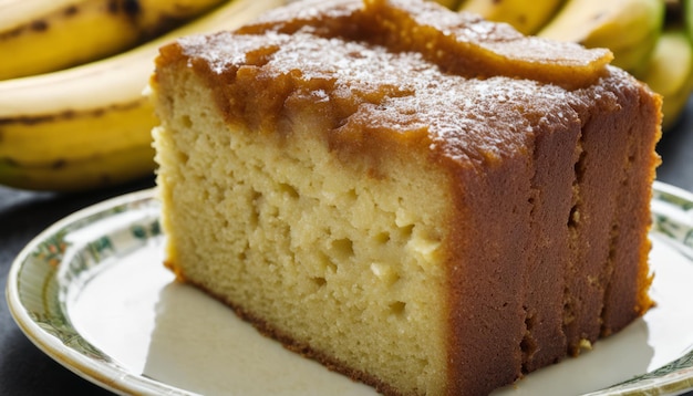 Photo a slice of banana bread on a plate