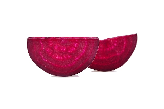 Slice of beetroot isolated on white background