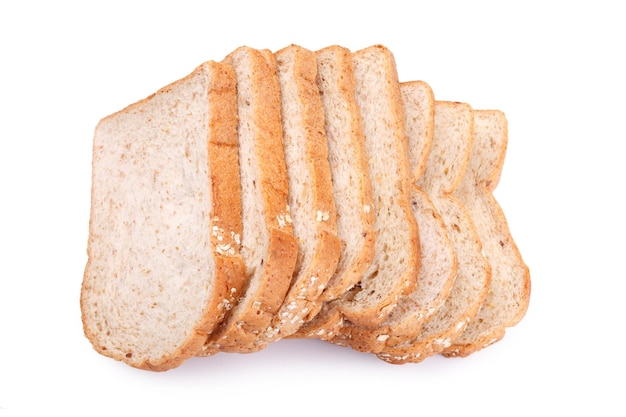 Photo slice of bread on white background