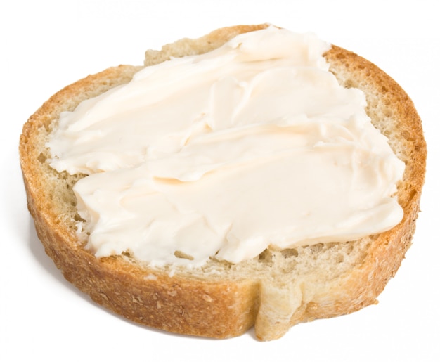 Slice of bread with cheese cream