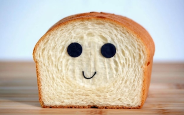 Slice of bread with happy face