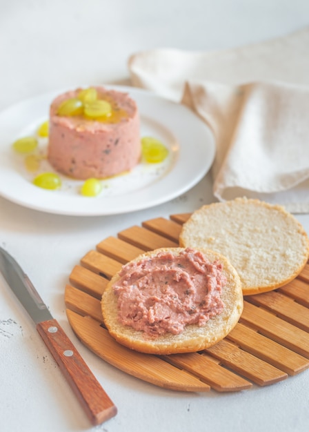 Slice of bread with pate