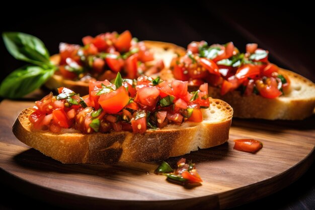 Slice of bruschetta toasted