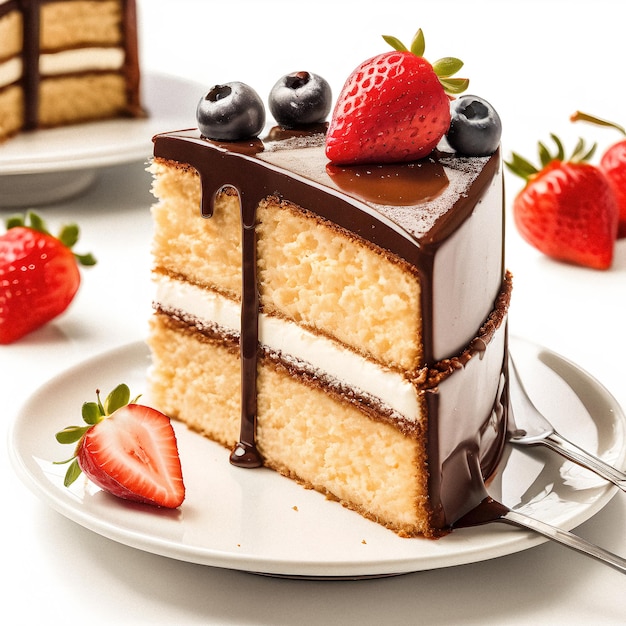 a slice of cake isolated in a white background