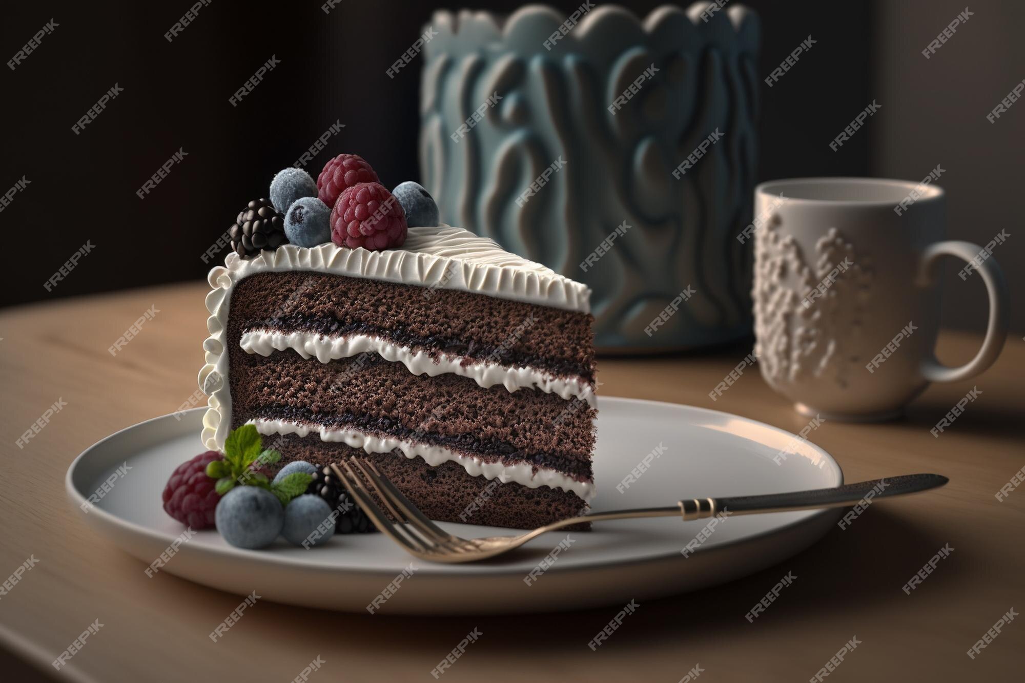 Premium Photo | Slice of cake on a plate dessert decorated with ...