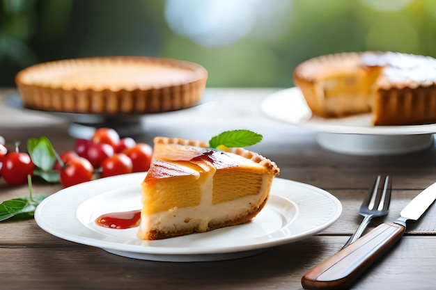 Foto una fetta di torta si siede su un piatto con un coltello e una forchetta.