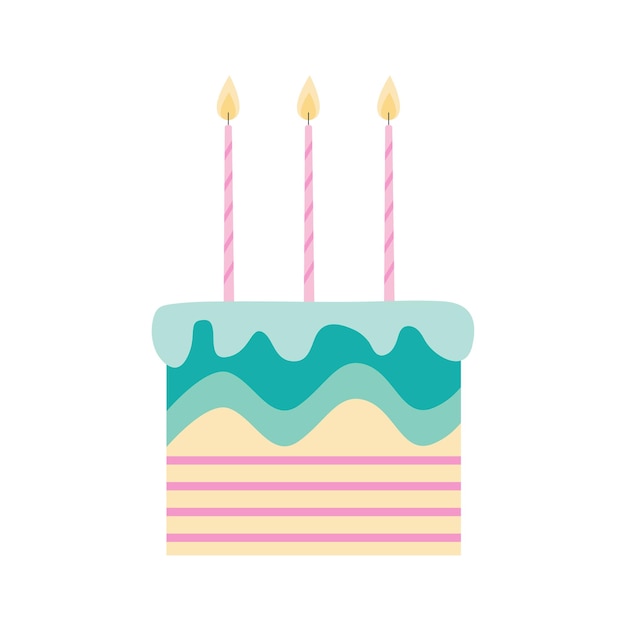 Slice of cake with candles vector flat clipart